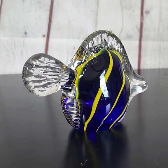 Murano Style Blue Yellow Glass Figurine Angelfish Fish Swordfish Unmarked 6 Inch - Picture 11 of 16